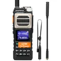 BAOFENG UV-25 Tri-Power Amateur Funkgerät Handgerät, 10W Langstrecken Radio, UHF VHF FM Air Multiband-Empfänger, 5200mAh Batterie Typ-C Laden, Taktische Schwanenhals-Antenne & Peitschen-Antenne