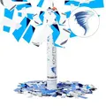 Relaxdays Konfetti 10021768, Party-Popper, aus Folie, Konfettikanone 40cm, mit blauem & silbernem Konfetti