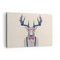 Bilder auf Leinwand 100x70cm Leinwandbild Charakter Hirsch Illustration hipster Groß Wanddeko Bild Schlafzimmer Deko Wandbilder Dekoration Wohnzimmer Decor Canvas Wand Kunstdruck Art AA100x70-3120