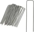 100er Set Bodenanker, Rostbeständig, Angeschrägte Enden, Zum Einschlagen, 15 cm lang, Verzinkter Stahl, Erdanker, Silber