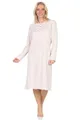 Normann Damen Langarm Nachthemd im klassisch eleganten Design, Farbe:Creme, Größe:48-50