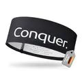 Conquer. Sportstirnband Damen & Herren – Laufstirnband & Schweißband für Laufen, Joggen & Trailrunning | Dünnes, elastisches Kopfband (Kleines Logo)