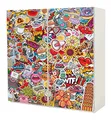 MyMaxxi - Klebefolie Möbel passend für IKEA Pax Schrank - Motiv Stickerbomb - Möbelfolie selbstklebend - Dekofolie Tattoo Aufkleber Folie für Schlafzimmer und Kinderzimmer, Pax_Groesse:Schiebetür
