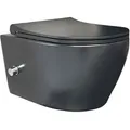 Wc Schwarz Matt Spülrandlos Wand Wc Mit Taharet Armatur Softclose Deckel Toilette Hängend - Aloni