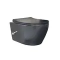 Aloni WC Schwarz Matt Spülrandlos Wand WC mit Taharet Armatur Softclose Deckel Toilette Hängend