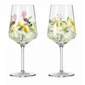 Ritzenhoff Spritzerglas Sommertau, Gelb, Grün, Rosa, Glas, 2-teilig, 544 ml, 9.3x22.5x9.3 cm, Fsc, Made in Germany, Essen & Trinken, Gläser, Weingläser, Weißweingläser