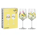 RITZENHOFF 6041005 Aperitif-Glas 500 ml - 2er-Set - Serie Sommertau - für Spritz, Schorle - Motiv Zitrone - Made in Germany, Gelb, Grün, Rosa