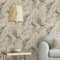 Menali Pfau Glitzer Tapete Holden Texturiert Rosen Blumen Trail Beige 36271