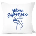 MoonWorks® Dekokissenhülle mit Spruch – More Espresso Less Depresso – witzige Deko für Sofa, Büro & Homeoffice Weiss Standard