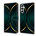 CLM-Tech Handyhülle kompatibel mit Samsung Galaxy A56 / A36 5G Hülle - Tasche aus PU Leder - Klapphülle mit Ständer und Kartenfächern - Schutzhülle Wallet Case Cover Goldener Rand Kontur