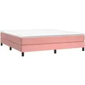 vidaXL Boxspringbett mit Matratze Rosa 180x200 cm Samt 3144350