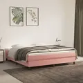 vidaXL Boxspringbett mit Matratze Rosa 180x200 cm Samt