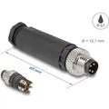 Delock M8 Steckverbinder A-kodiert 4 Pin Stecker zur Montage mit Schraubanschluss (60530)
