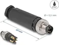 Delock M8 Steckverbinder A-kodiert 4 Pin Stecker zur Montage mit Schraubanschluss