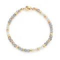 JEWELS BY LEONARDO Armband Clip & Mix Bernie • Arm-Schmuck aus goldfarbenem Edelstahl • Glasschliffperlen in Weiß- und Grautönen • 19 cm Länge • Schmuck Geschenk für Frauen • 025574