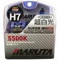 MARUTA SUPER WHITE H7 55W Halogenlampe für Scheinwerfer, Abblendlicht, 5500 K Xenon-Effekt, langlebiges Quarzglas, ECE