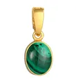 Klassischer Edelstein-Anhänger in 925 Sterling Silber vergoldet mit einem Malachit Stein (10 mm), Handgefertigter Damen Anhänger für Goldketten oder Halsketten, Farbe: Gold Grün, 0511270420