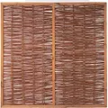 T&J FOGO Weidengeflechtzaun mit Rahmen und Strebe 180 x 180 - Braun