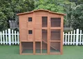 Mucola Hasenstall mit Freilaufgehege 171x80x166 cm Kleintiergehege Holz inklusive 2 Rampen Kleintierhaus Hühnerstall 2 Nestboxen (4 Nistplätze) Hühnervoliere