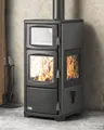 Kaminofen mit Backfach und Herdplatte Teba TKS 19 Holzofen 12 kW Panorama Holz
