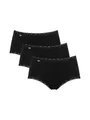 Sloggi Damen Unterhose 24/7 Cotton Lace Midi , Baumwolle, Spitzen-Optik, 3-Pack, 40, Schwarz