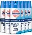 SAGROTAN Hygiene-Spray Aerosol 6 x 400ml Oberflächen-Desinfektionsmittel (Vorratspack, [6-St. Entfernt 99,9% der Bakterien)