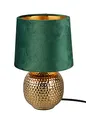 Reality Leuchten Tischleuchte Sophia R50821015, Keramik goldfarbig, Schrim Samt gürn, exkl. 1x E14, 16 cm