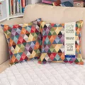 Selfitex 2er Set 40x40 Bunte Sofakissen inkl. Füllkissen, Luxus Sofakissen, farbenfrohes Couchkissen Set, hochwertiger Couchkissen Muster Bezug mit Reißverschluss, Bunte Kissen Deko (Dreieck)