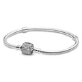 PANDORA Moments Schlangen-Gliederarmband mit Funkelndem Pavé-Verschluss Silber 19 cm