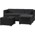 Juskys Polyrattan Lounge Sitzgarnitur Punta Cana M Schwarz mit Bezügen in Dunkelgrau