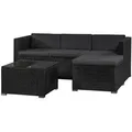 Juskys Loungegarnitur, Schwarz, Dunkelgrau, Kunststoff, 3, Loungemöbel, Gartenlounge-Sets