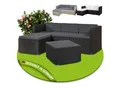 Juskys Polyrattan Lounge Punta Cana M schwarz für 3-4 Personen – Sofa, Tisch & Hocker