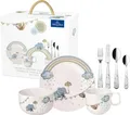 Villeroy & Boch – Boho Kids "Walk like an elephant" Kindergeschirr-Set 7 teilig, Spülmaschinenfest, Mikrowellensicher, Geschirr Besteck Set Kinder, Tiermotiv Elefant und Faultier, Premium Porzellan