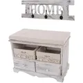 Hhg - Garderobe Mit Sitzbank Kommode Mit 2 Körben 42x62x33cm, Shabby-look, Vintage Weiß