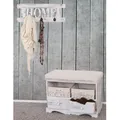Garderobe + Sitzbank Kommode mit 2 Körben 42x62x33cm, Vintage Weiß, Shabby-Look