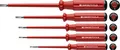 PB Swiss Tools VDE SCHLITZ Schraubendreher-Set Elektriker PB 5538, 5-tlg. (0/1/2/3/4), Isoliert bis 1.000 Volt, 100% Swiss Made, Unbegrenzte Garantie, Rot