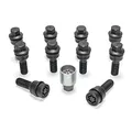 H&R Radschrauben Satz Kugelbund mit bewegliche Kugelbund R14 M14x1.50 - Länge 35mm - Schwarz - 10 Stück (z.B. kompatibel mit Audi Q3, Q5) - inkl. Felgenschloss