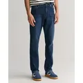 Slim-fit-Jeans GANT "SLIM GANT JEANS", Herren, Gr. 36, Länge 34, blau (dunkelblau worn in), Denim/Jeans, Obermaterial: 97% Baumwolle, 2% Polyester, 1% Elasthan, casual, slim fit, Jeans