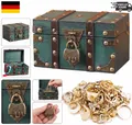 Vintage Holz Schatztruhe, Schatzkiste Holz Kinder mit Schloss, Schatztruhe mit Z