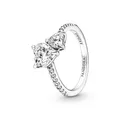 Pandora Timeless Doppel-Herz Funkelnder Ring aus 952 Sterling Silber mit klaren Cubic Zirkonia Steinchen 191198C01-60