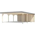 Karibu Rückwand für Leimholz Doppel-Carport Naturbelassen 528 x 528 x 1,8 cm