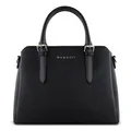 bugatti Ella Handtasche Damen, Bowling Bag mittel in Saffiano-Art aus Kunstleder, schwarz