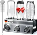 Loco Bird Flaschenhalter für SodaStream aus Edelstahl mit Kantenschutz, (Für, 3-St., Flaschen mit Flaschenbürste und Abtropfmatte), für Soda Stream Crystal, Easy, Fuse, Emil Flaschen