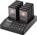 VEVOR Restaurant-Pager-System, Kabelloses Warteschlangensignal mit 400 m Reichweite, Piepser zur Rufannahme von Gästen mit Vibration und Blinken, 10 Pager für Imbisswagen, Kirche, Kindergarten