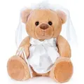 BRUBAKER Teddybär Braut im weißen Hochzeitskleid - 25 cm Teddy Geschenk für Hochzeit, Verlobung und Junggesellenabschied - Hochzeitsgeschenk