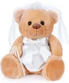 Braut Teddybär 25cm mit Brautkleid Kuscheltier Geschenk Glücksbringer Hochzeit