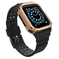 HQWear Armband + Gehuse-Set fr Apple Watch 7/6/5/4/3/2, SE (41/40/38 mm), Schwarz + Pink