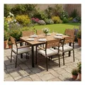 Juskys Akazienholz Gartengarnitur Rhodos - Tisch, 6 Stühle & Auflagen - Gartenmöbel Set - Holz Möbel