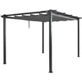 BERLINLODGE Aluminium Pergola Stabiles 8cm-Gestell Schiebedach UV50 Und BxT 4x3m Anthrazit Gartenpavillon Pavillon Garten