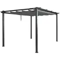 PROREGAL® Pergola Aluminium 8cm-Gestell Schiebedach UV50+ Pavillon, BxTxH: 400x300x240 cm grau 400 cm x 240 cm x 300 cm